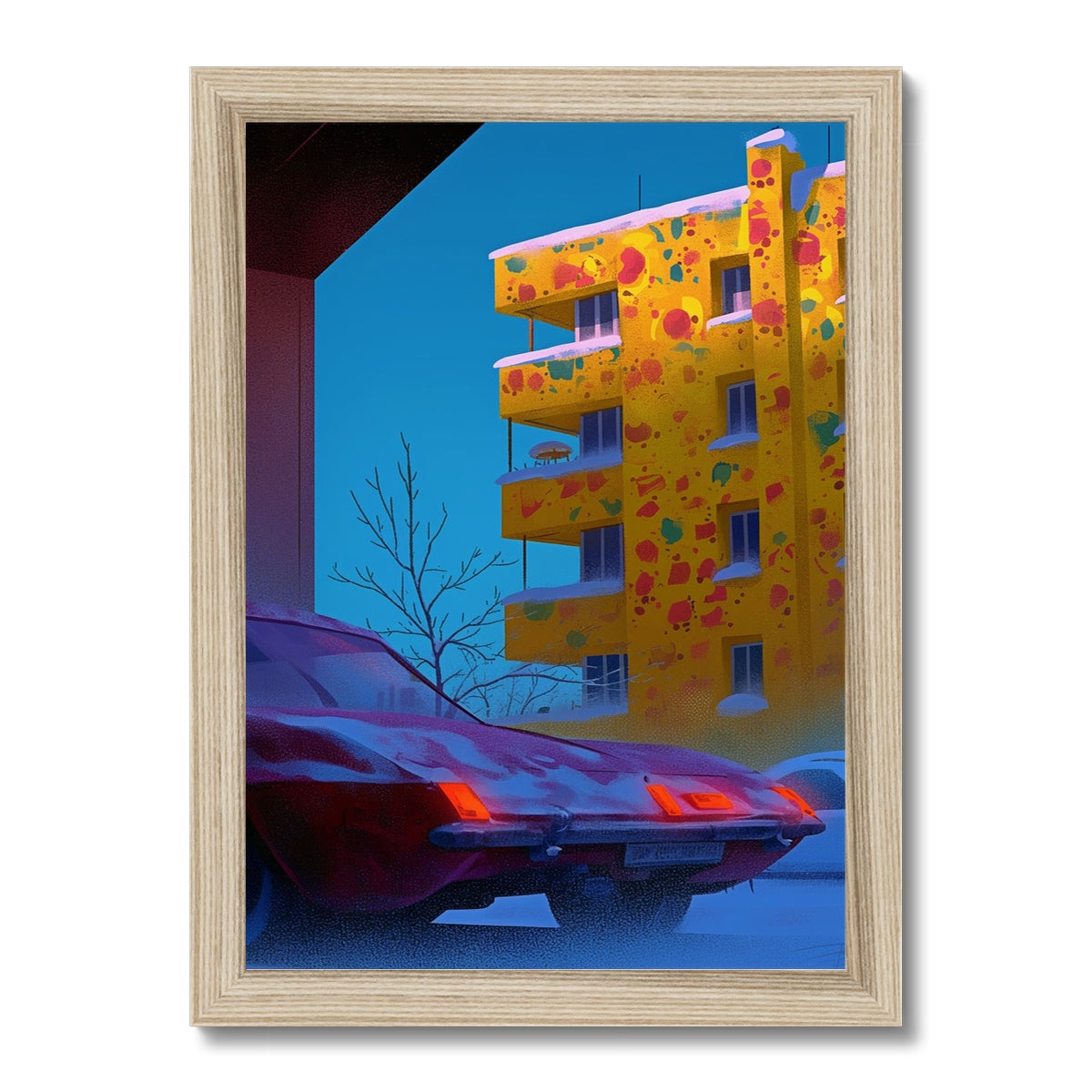 Rücklichter bei den Confetti Apartments — Gerahmter Druck – Dunkle Kunst – Rahmenmockup by Soulkeeper2099