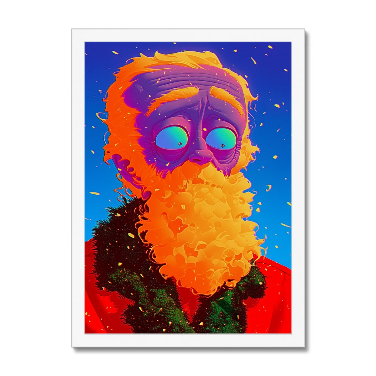 Schneeflocken-Schock-Weihnachtsmann — Gerahmter Druck – Dunkler Kunstdruck – Detailansicht by Soulkeeper2099
