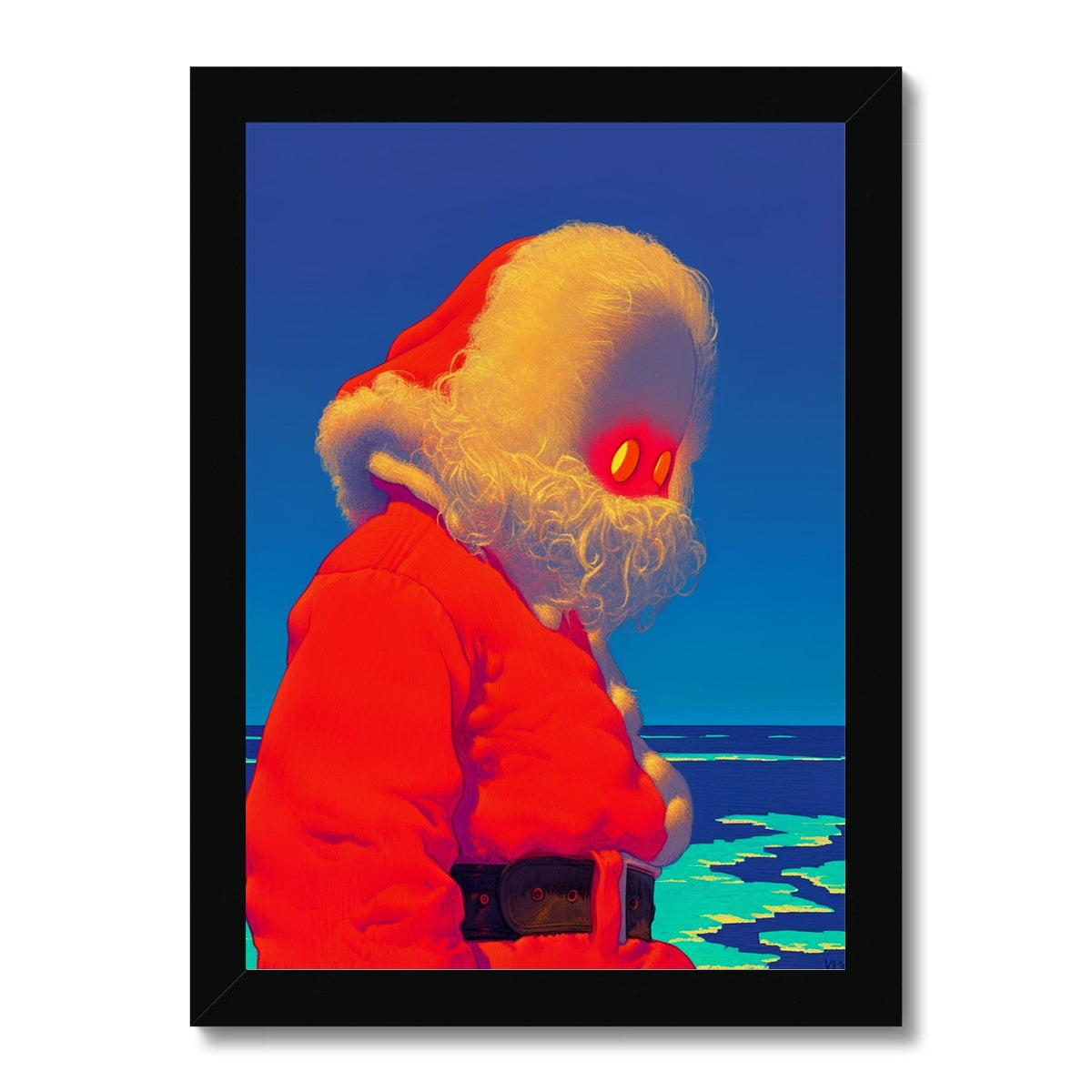 Weihnachtsmann am arktischen Rand — Gerahmter Druck – Dunkler Kunstdruck by Soulkeeper2099