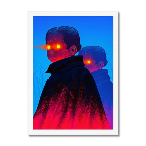 Gemelos con bordes de ascuas — Impresión Enmarcada – Retrato Surrealista – Vista detallada by Soulkeeper2099