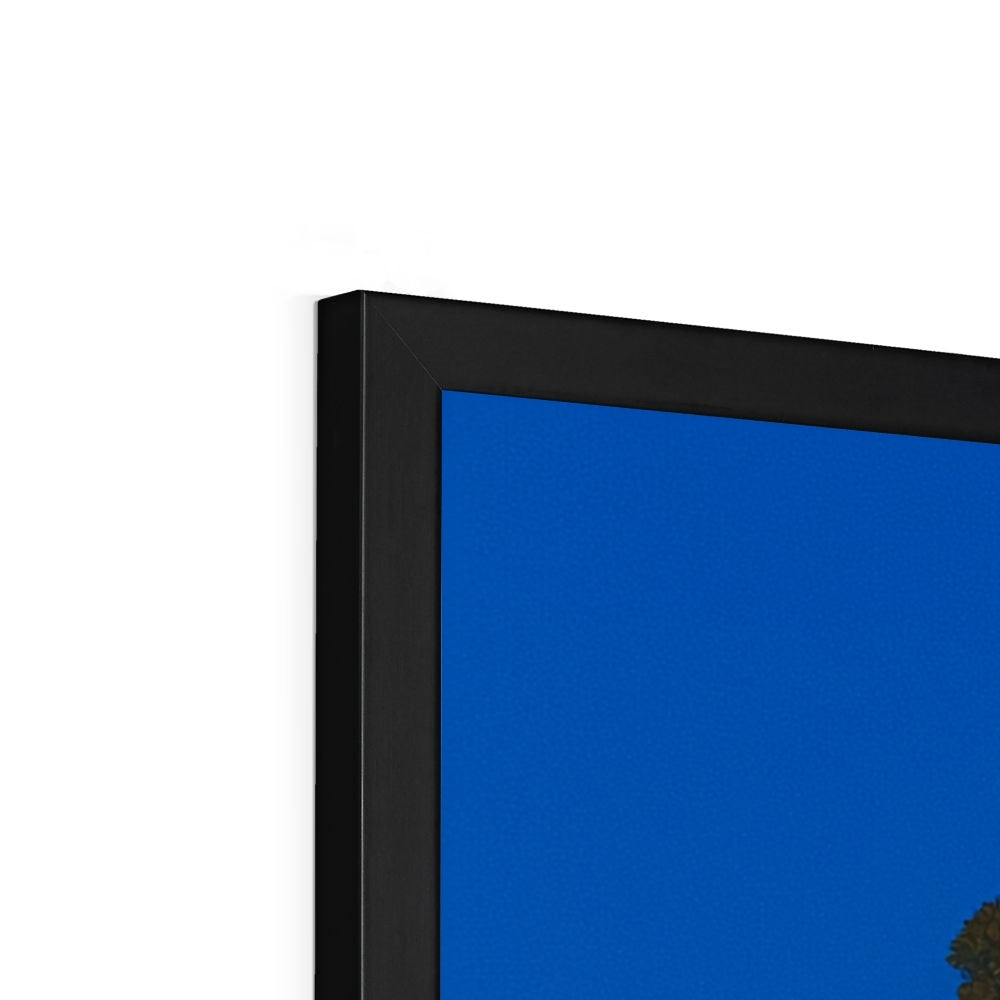 Side profile showing the depth of the black frame on “The Floating Garden Ark” – Soulkeeper2099 framed art print.