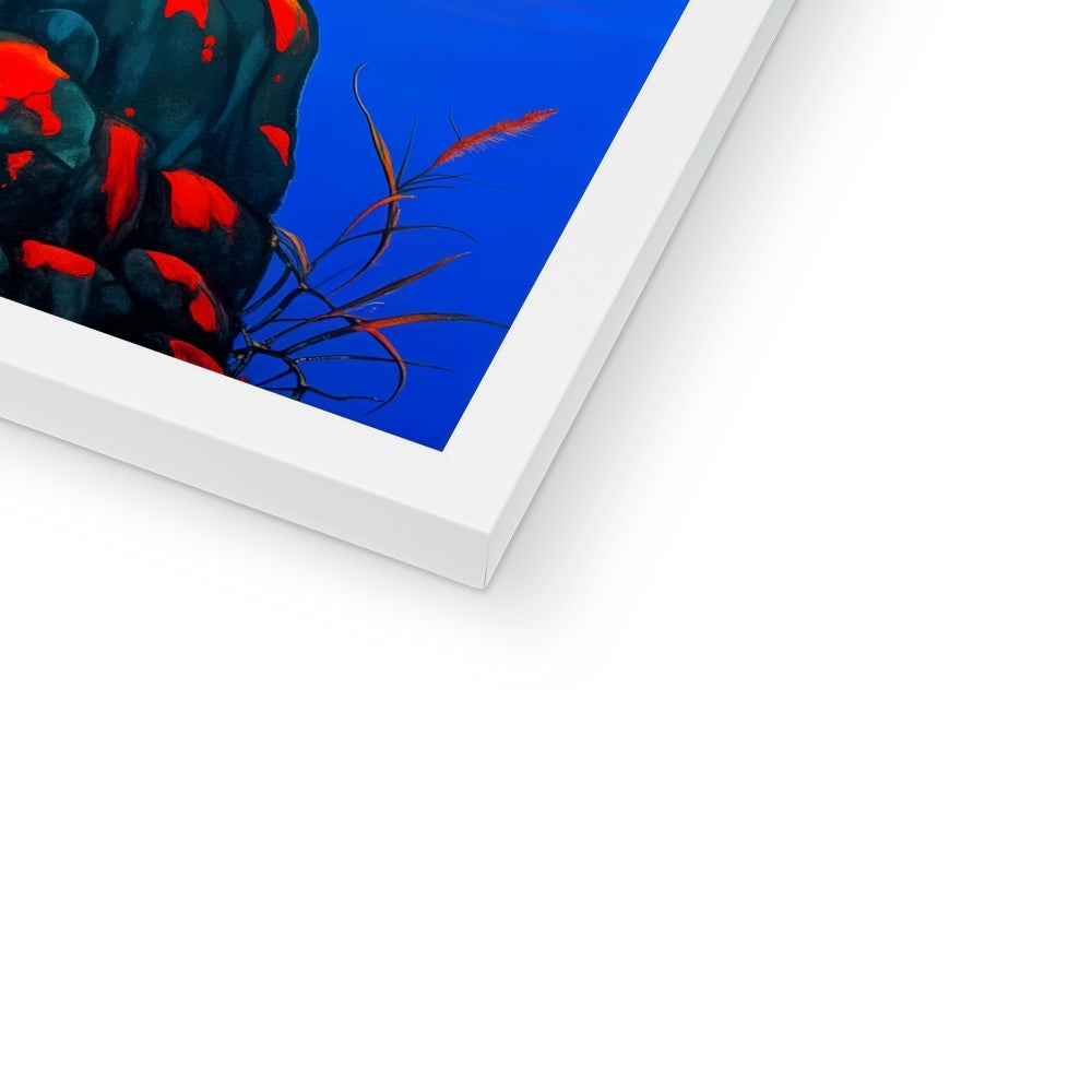 The Quiet Glow by the Cliffs – Surreal Portrait Print – Framed Print close-up by Soulkeeper2099