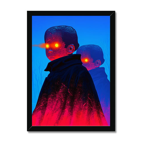 Gemelos con bordes de ascuas — Impresión Enmarcada – Retrato Surrealista by Soulkeeper2099