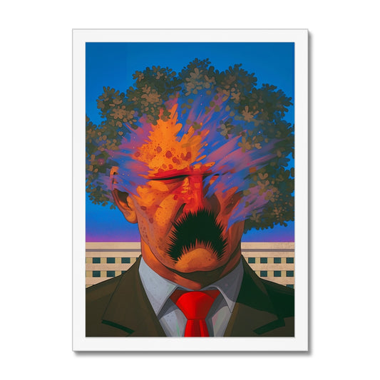 The Executive in Blooming Ruin – Surreal Portrait Print – Framed Print detail view by Soulkeeper2099