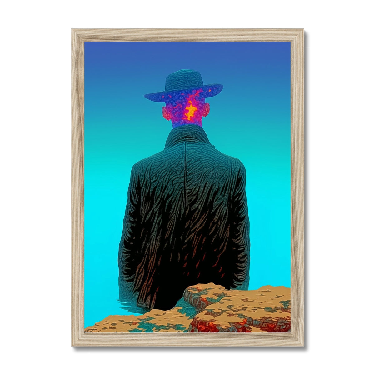 Faultline Drifter – Surreal Portrait Print – Framed Print frame mockup by Soulkeeper2099