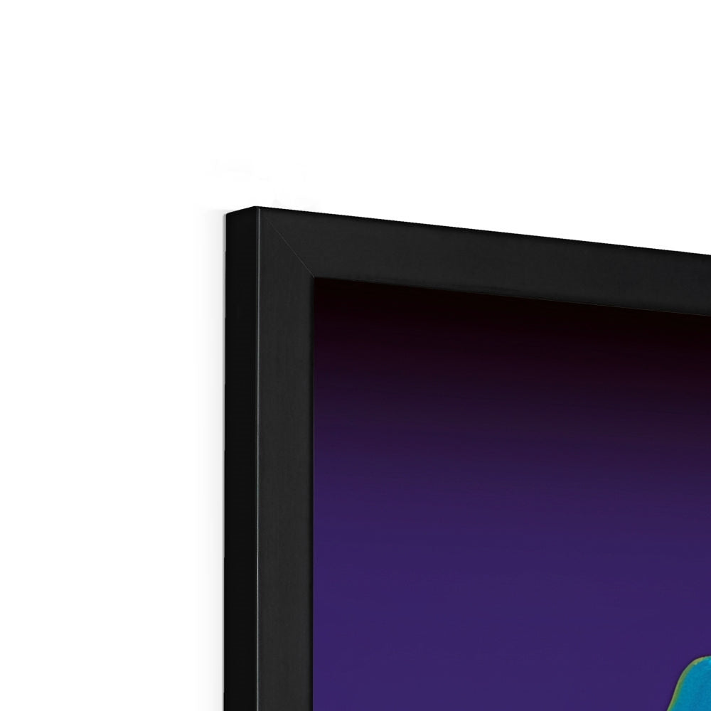 Side profile showing the depth of the black frame on “The Blue-Capped Drifter” – Soulkeeper2099 framed art print.