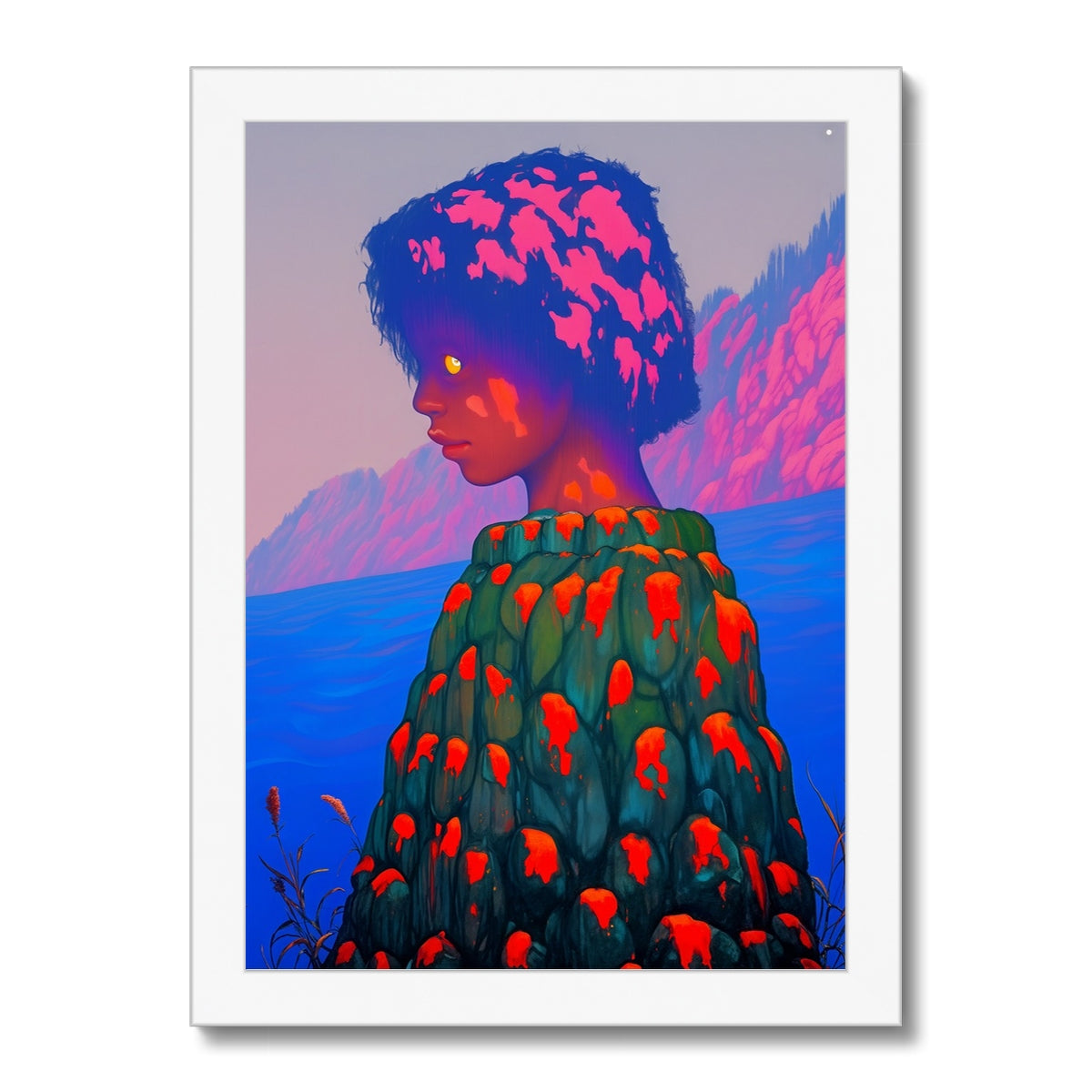 The Quiet Glow by the Cliffs – Surreal Portrait Print – Framed Print detail view by Soulkeeper2099