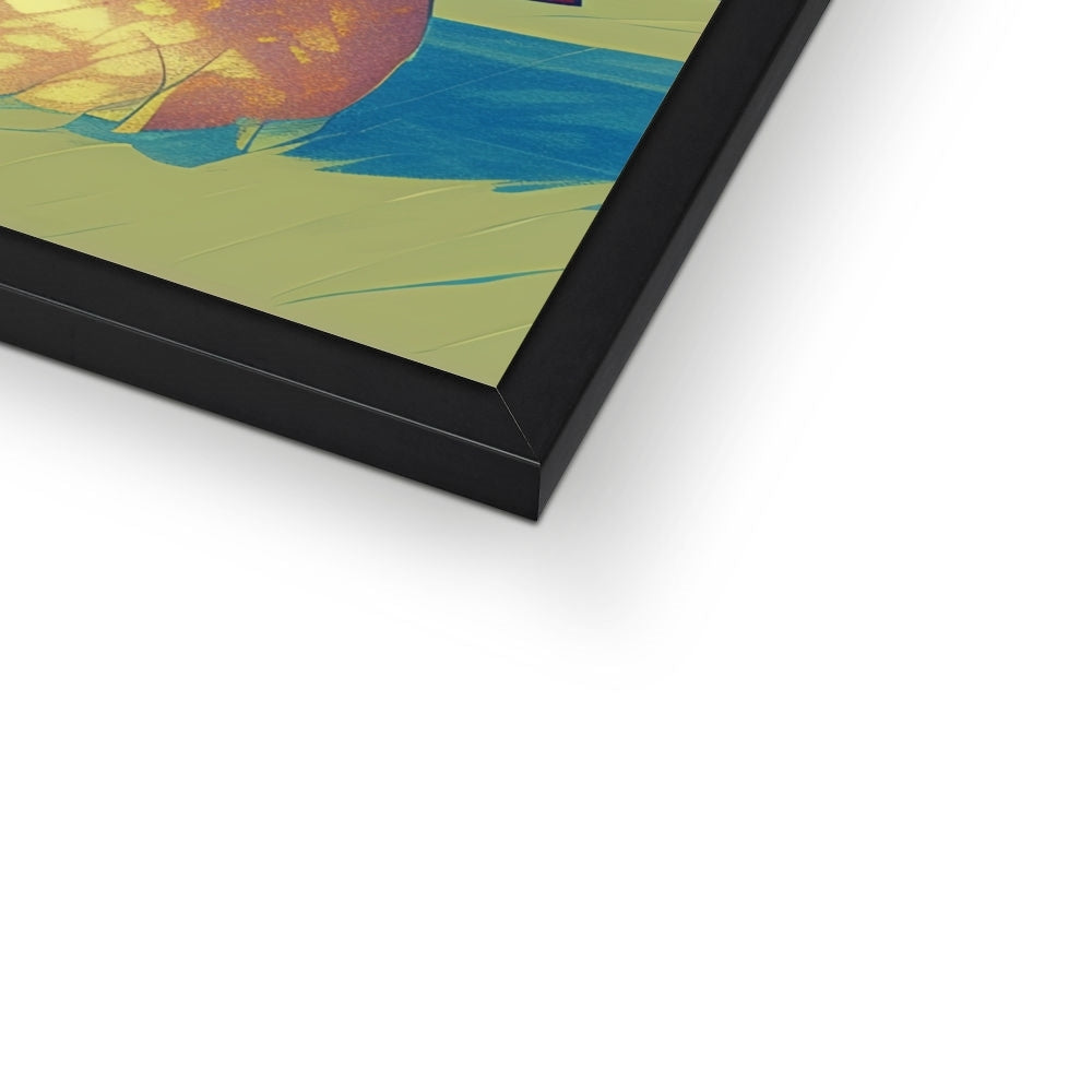 Corner detail of the black frame and white mat on “Three Souls in the Rain” – Soulkeeper2099 framed art print.
