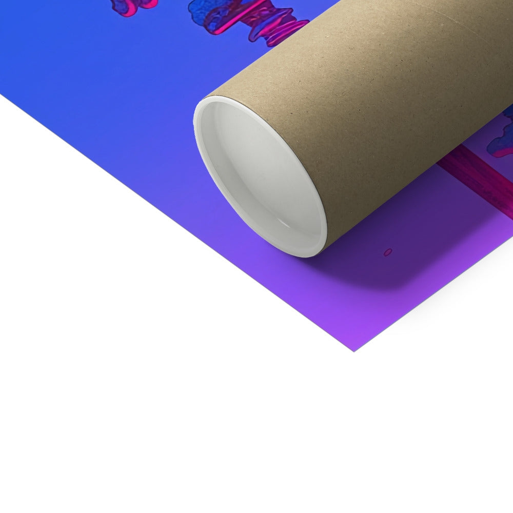 Snowbound Magus – Neon Cyberpunk Art – Hahnemühle Photo Rag Print detail view by Soulkeeper2099
