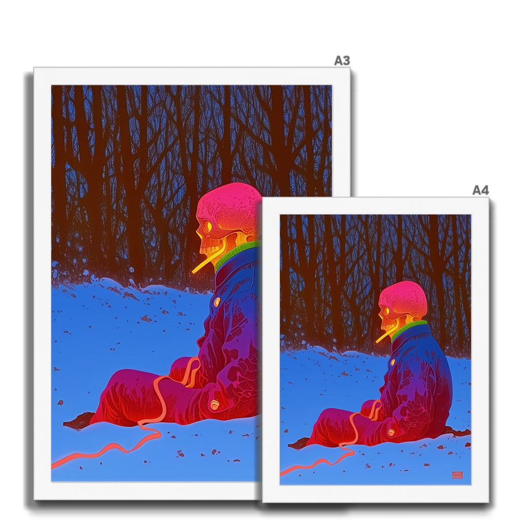 Huesos de neón en el bosque de invierno — Impresión Enmarcada – Arte Oscuro – Vista 11 by Soulkeeper2099