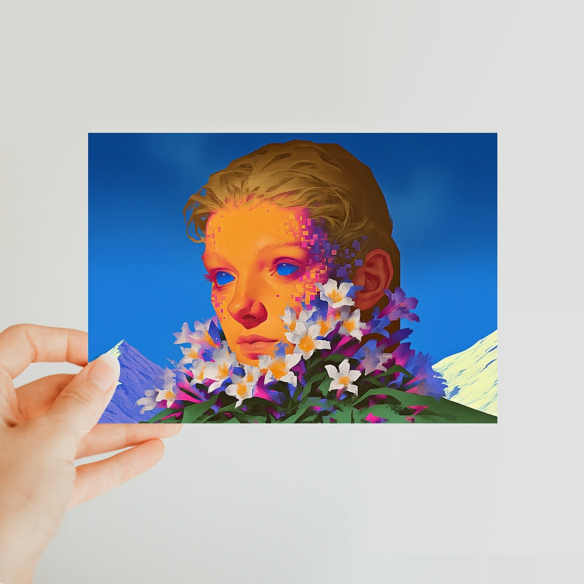 Flora Spirit of the Snowfield Classic Postcard – Neon Surrealism – Art Print by Soulkeeper2099