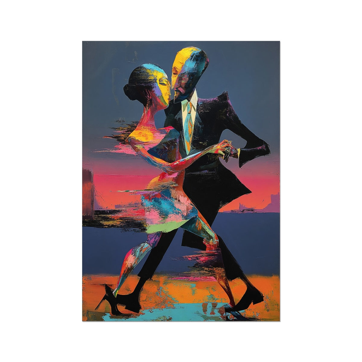 Neon Dusk Tango – Dark Art Print – Hahnemühle German Etching Print by Soulkeeper2099