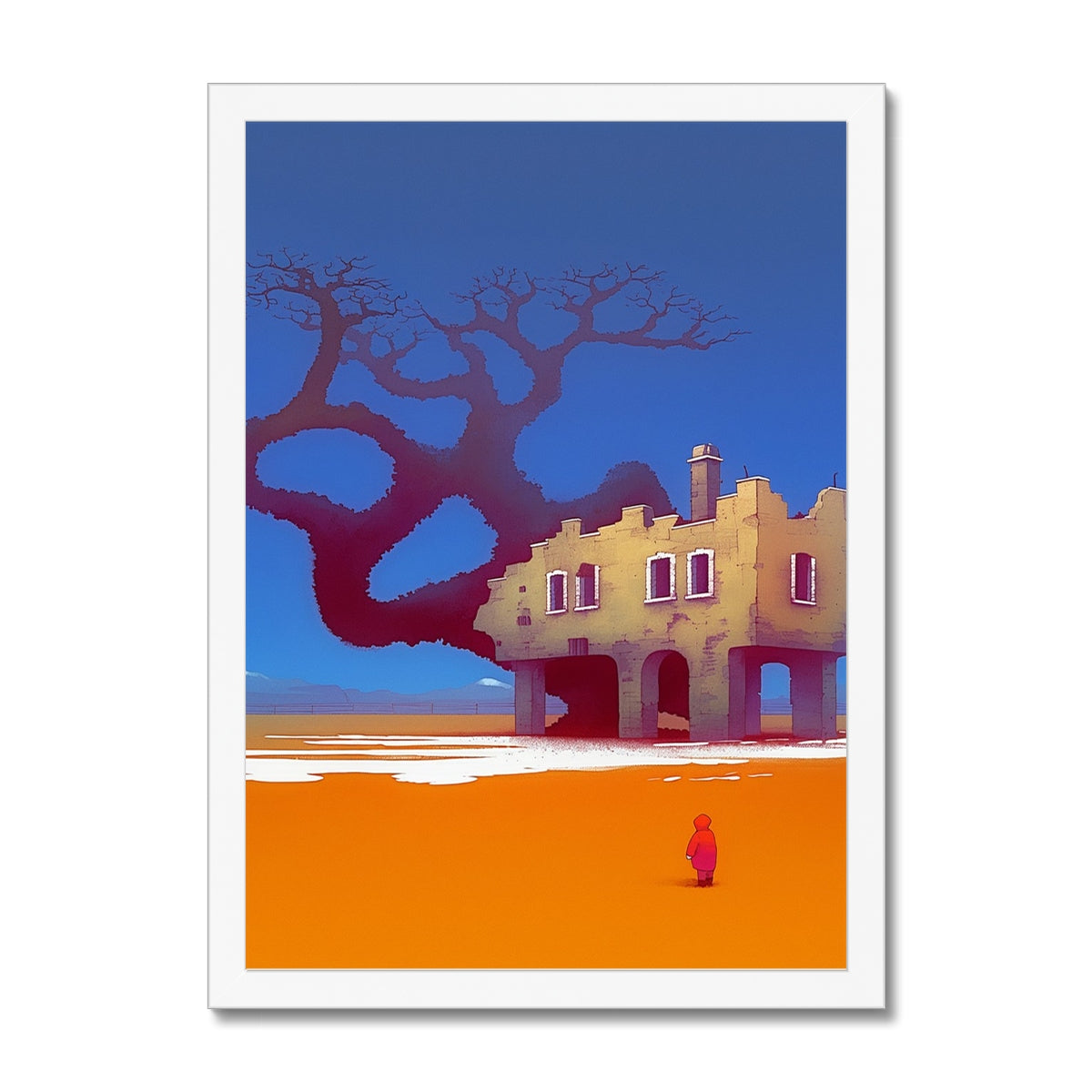 Das Haus mit einem Schattenbaum — Gerahmter Druck – Dunkle Kunst – Detailansicht by Soulkeeper2099