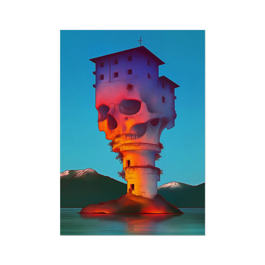The Isle of the Skull Tower – Dark Skull Art – Photo Rag Print by Soulkeeper2099