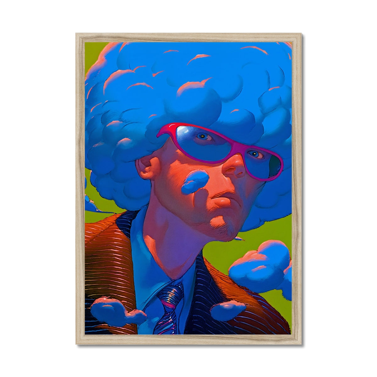Cloudhead Bureaucrat – Surreal Portrait Print – Framed Print frame mockup by Soulkeeper2099
