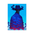 Le crâne portant un chapeau dans un manteau forestier — Impression Hahnemühle Photo Rag – Art Cyberpunk Néon by Soulkeeper2099