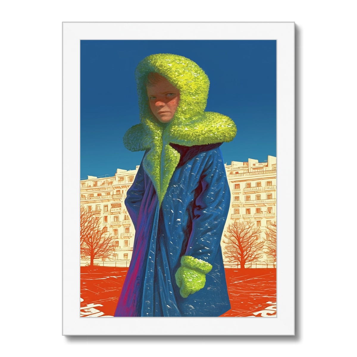 Chartreuse Parka – Surreal Portrait Print – Framed Print detail view by Soulkeeper2099