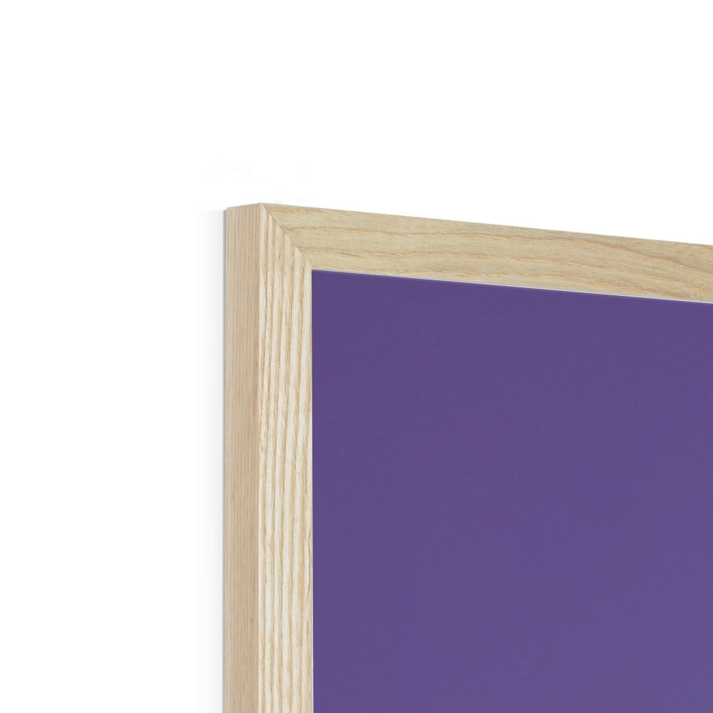Side profile showing the depth of the natural wood frame on “The Child of the Skull Crown” – Soulkeeper2099 framed art print.
