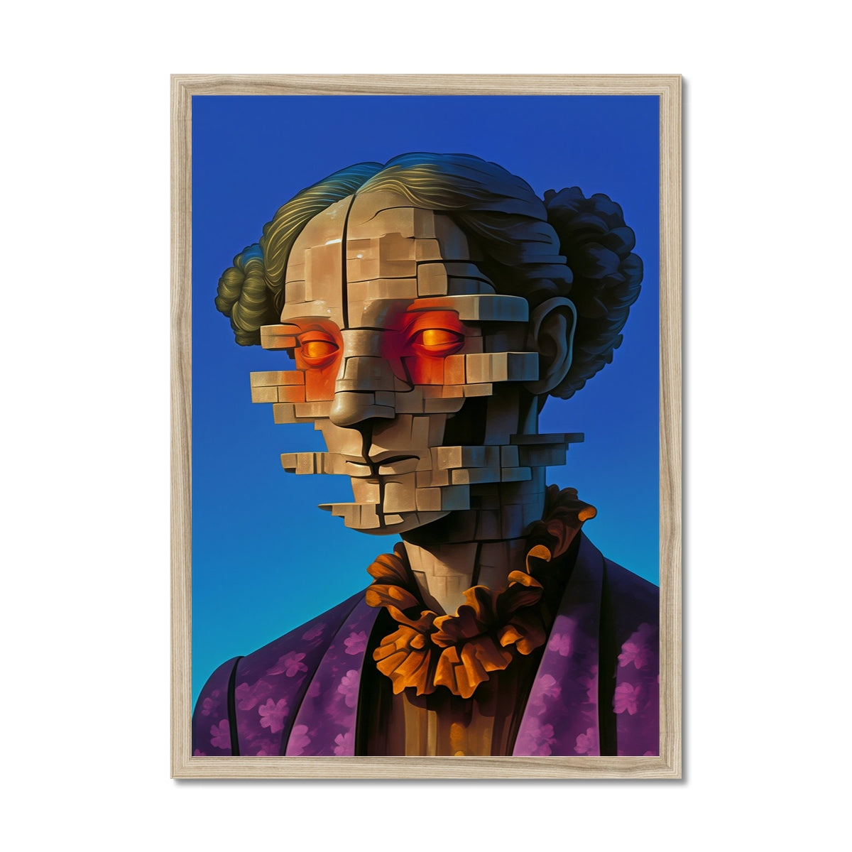Braises d'une effigie fracturée — Impression encadrée – Surréalisme Néon – Vue détaillée by Soulkeeper2099