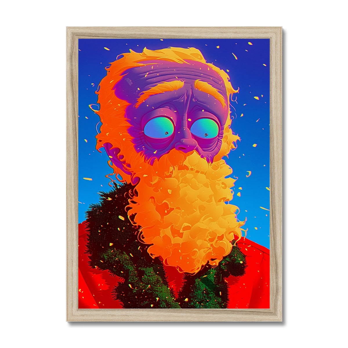 Schneeflocken-Schock-Weihnachtsmann — Gerahmter Druck – Dunkler Kunstdruck – Rahmenmockup by Soulkeeper2099