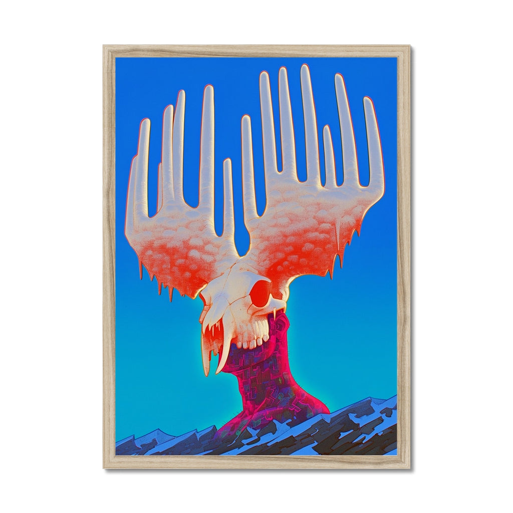 Throne of Antlers and Snow – Dark Art Print – Framed Print frame mockup by Soulkeeper2099
