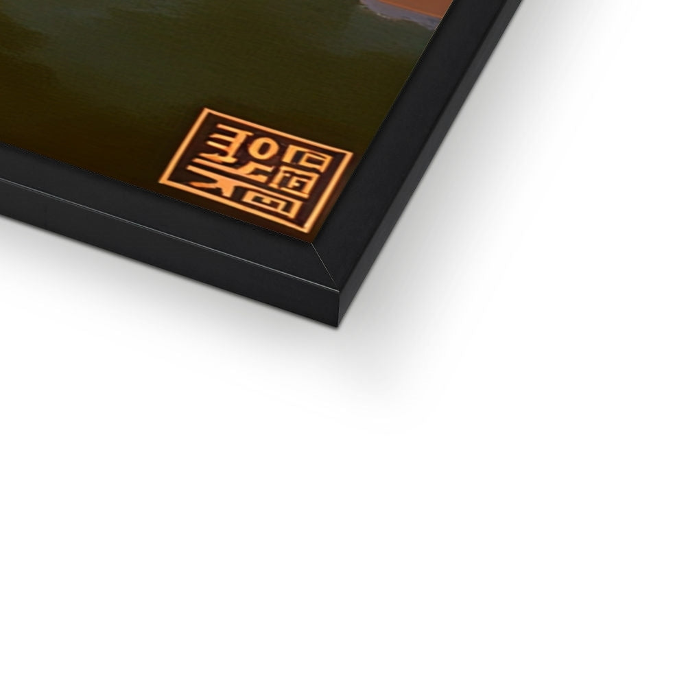 The Violet Specter Above the Building – Neon Surrealism – Framed Print detail view by Soulkeeper2099