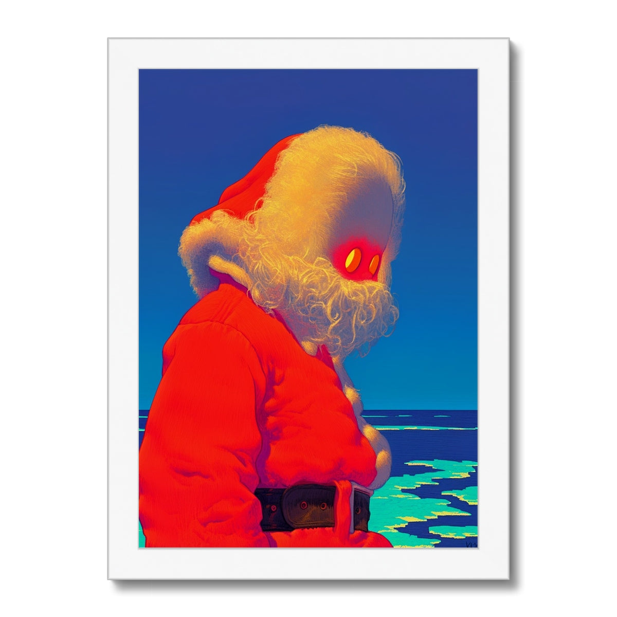 Weihnachtsmann am arktischen Rand — Gerahmter Druck – Dunkler Kunstdruck – Detailansicht by Soulkeeper2099