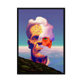 El Rostro Roto Sobre el Mar de Nubes Impresión Enmarcada – Arte Oscuro by Soulkeeper2099