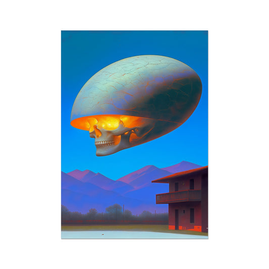 The Floating Skull Helm Hahnemühle Photo Rag Print – Neon Surrealism – Art Print by Soulkeeper2099
