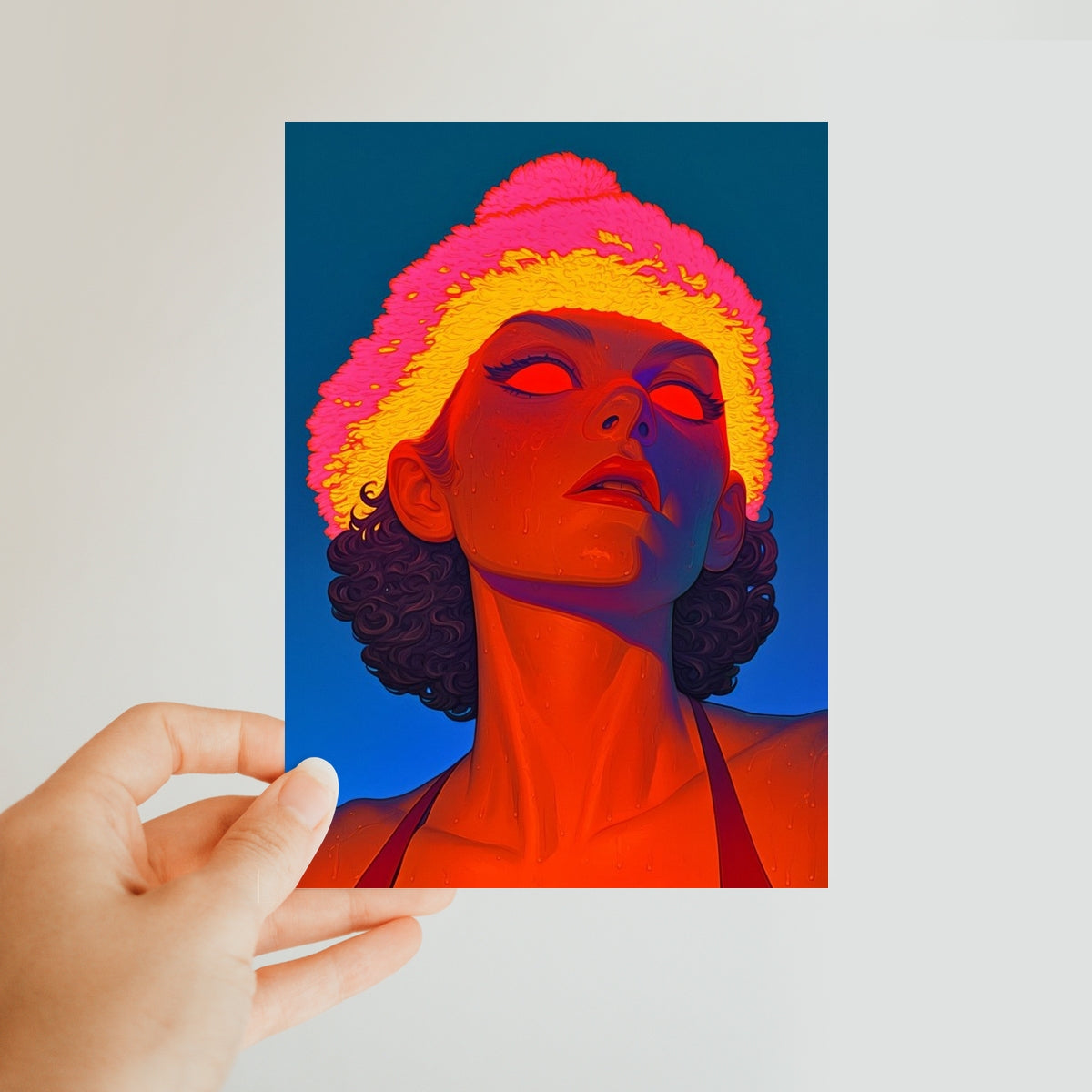 Heatwave in Winter Classic Postcard – Neon Surrealism – Art Print detail view by Soulkeeper2099