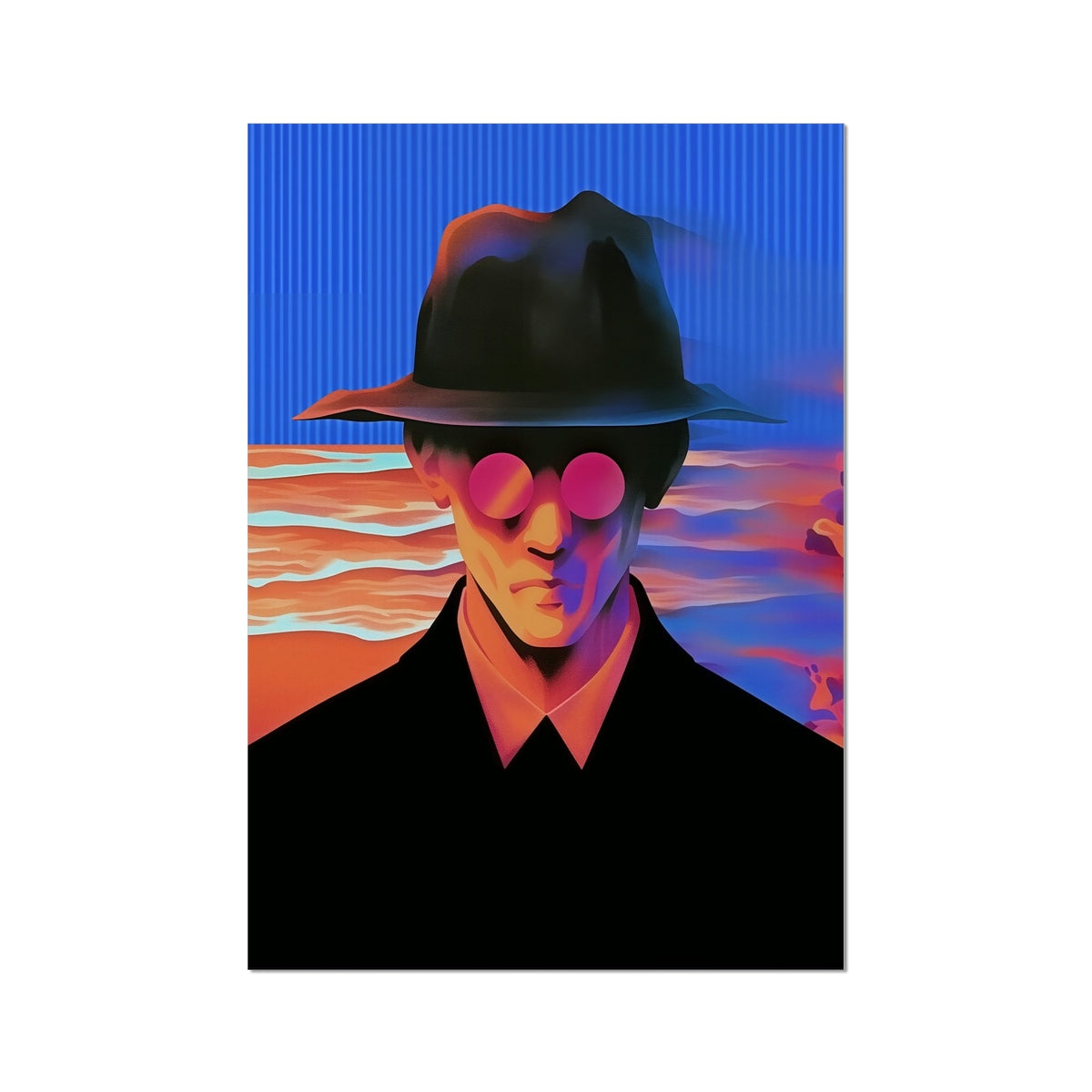 The Pink-Lensed Drifter Hahnemühle Photo Rag Print – Neon Surrealism – Art Print by Soulkeeper2099