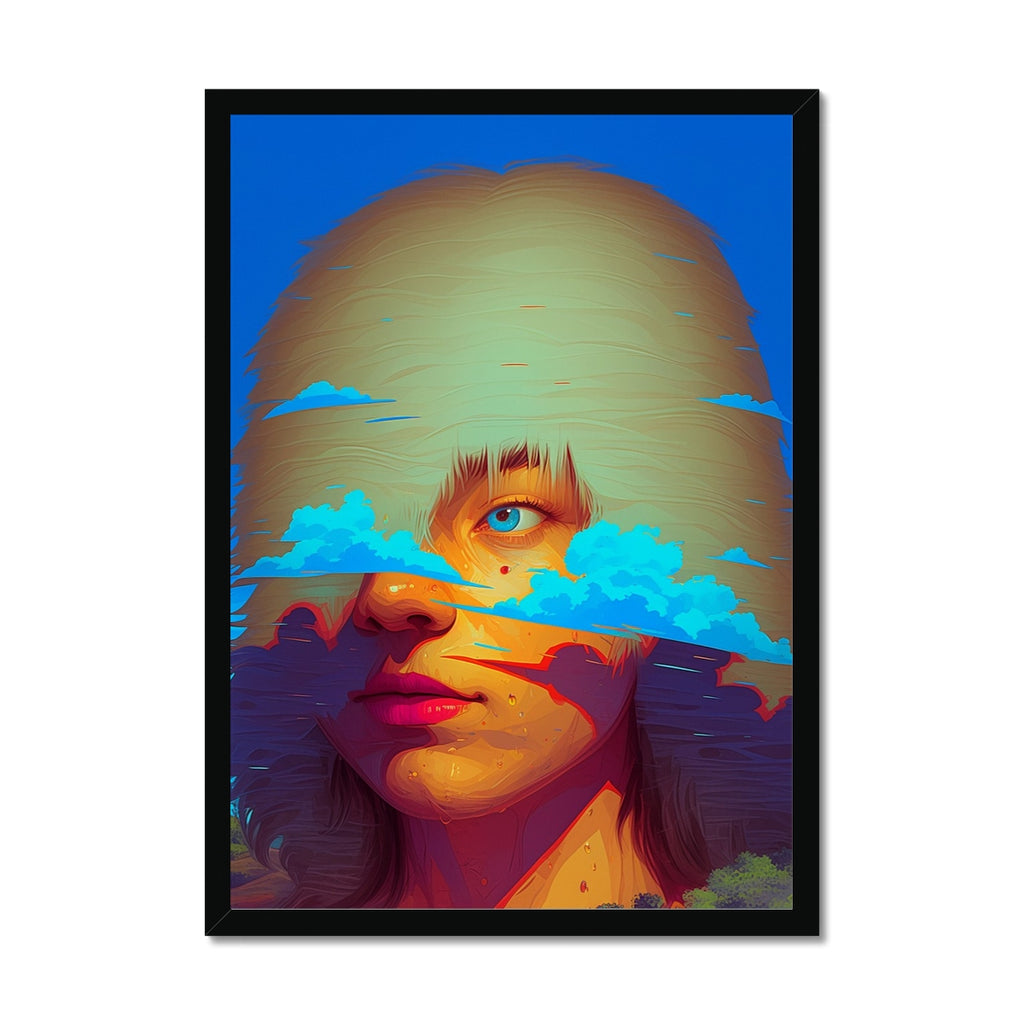Das Auge unter den Wolken Gerahmter Druck – Dunkler Kunstdruck by Soulkeeper2099
