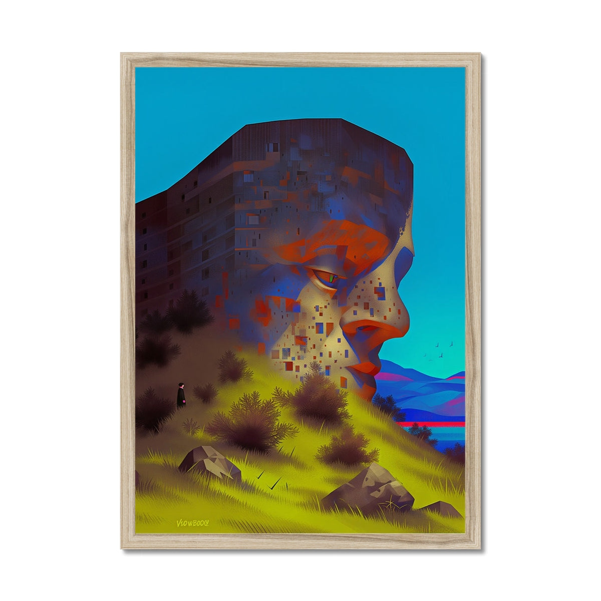 The Mountain's Profile – Surreal Wall Art – Framed Print by Soulkeeper2099