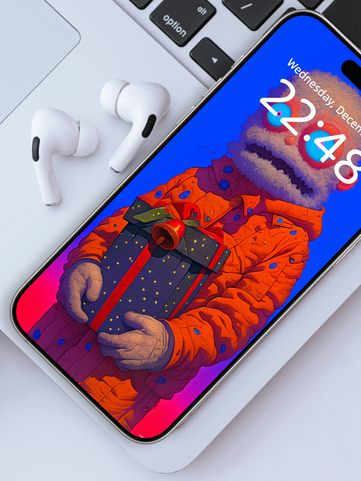 Carrying the Holiday – Dark Art Wallpaper – wallpaper frame mockup by Soulkeeper2099