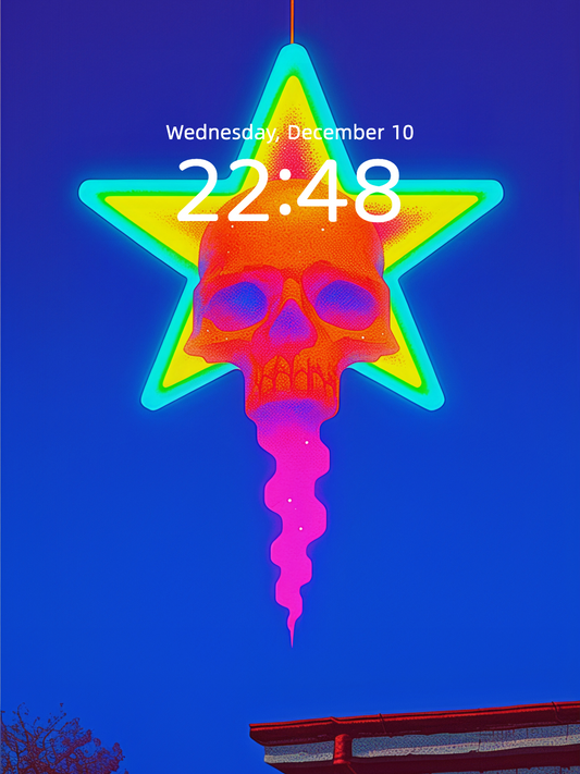 Skull Star Lamp: Guardian of the Snow Night wallpaper