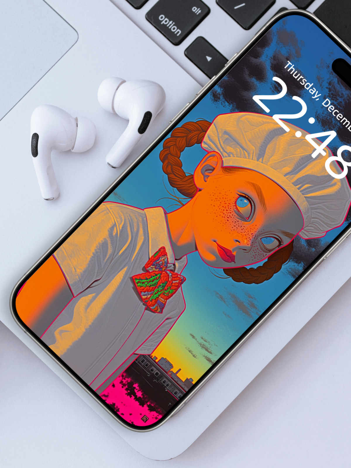 Bonnet Girl · Rules of Dusk – Dark Art Wallpaper – wallpaper frame mockup by Soulkeeper2099
