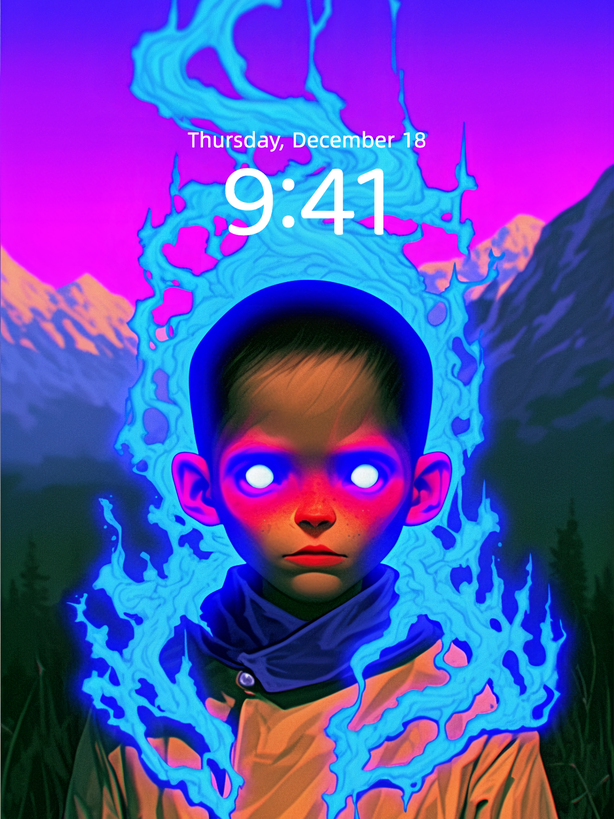 Blue-Flame Gaze – Dark Art Wallpaper – wallpaper detail view by Soulkeeper2099