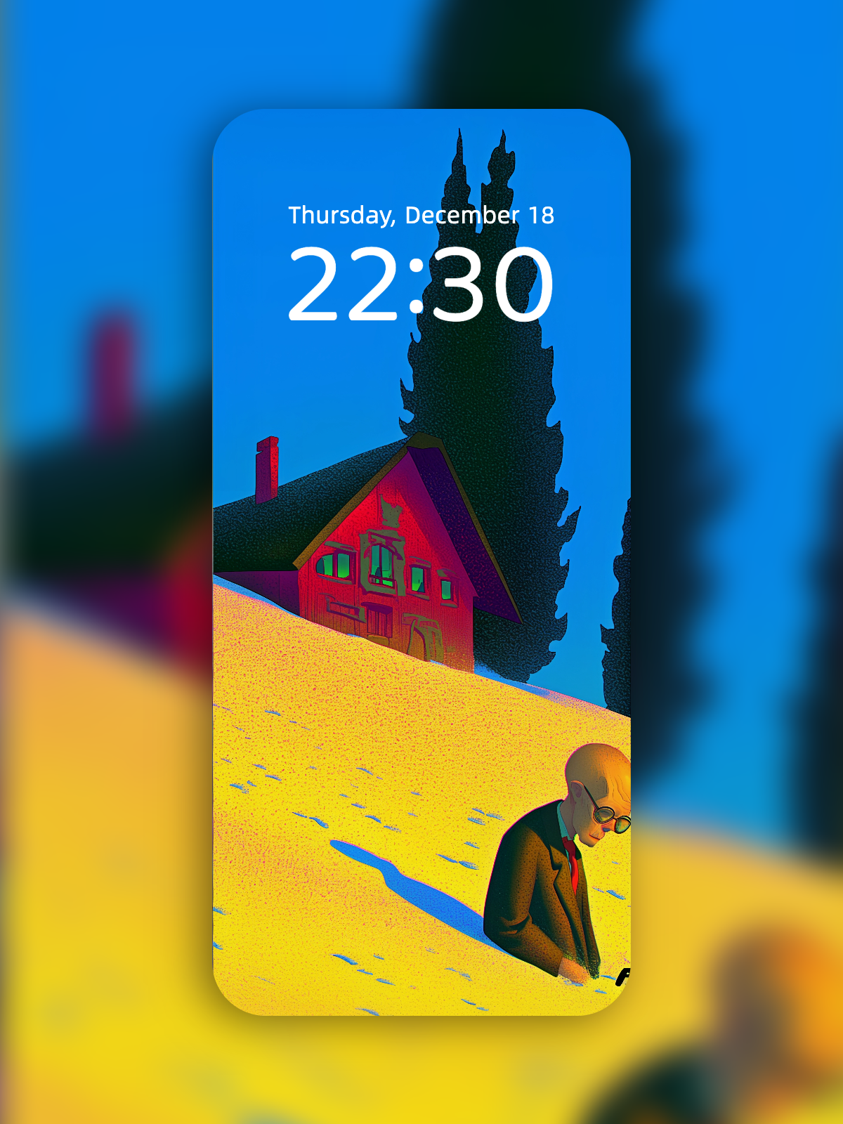 Lone Walker on the Yellow Slope wallpaper