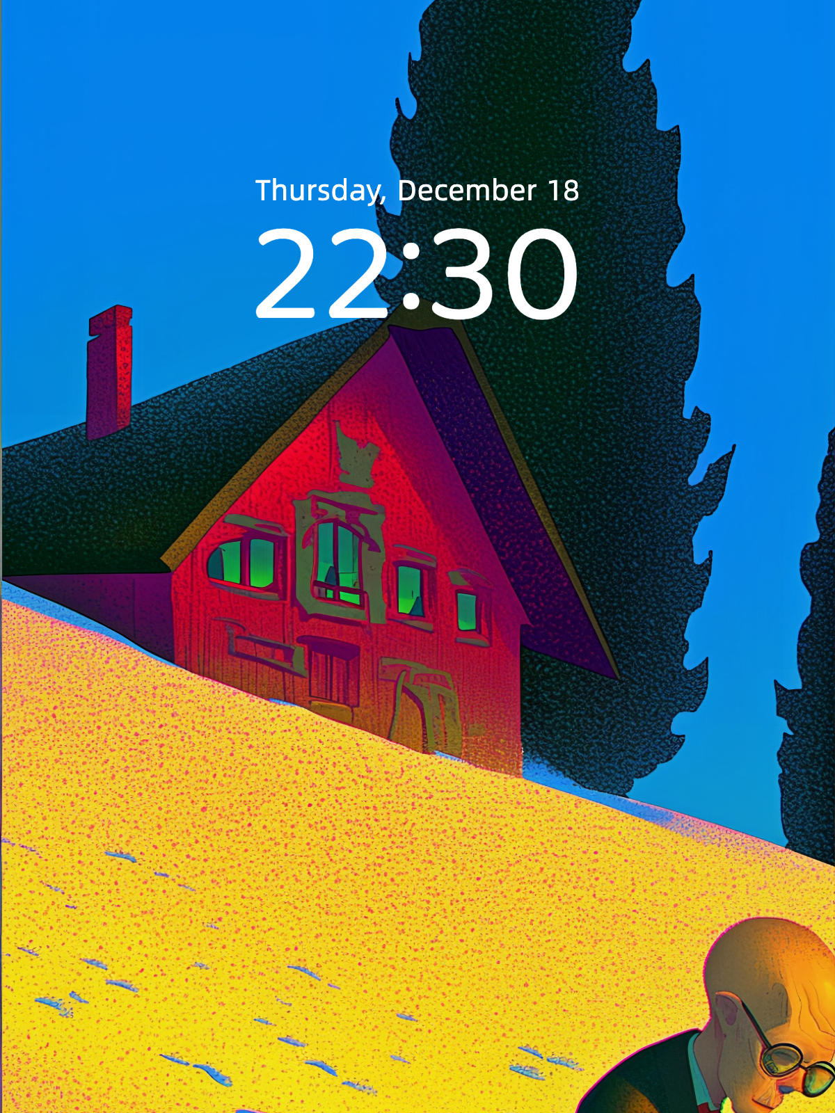 Lone Walker on the Yellow Slope wallpaper