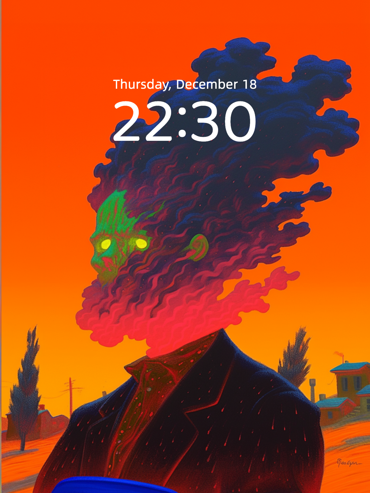 The Cloud-Head Courier – Dark Art Wallpaper – wallpaper detail view by Soulkeeper2099