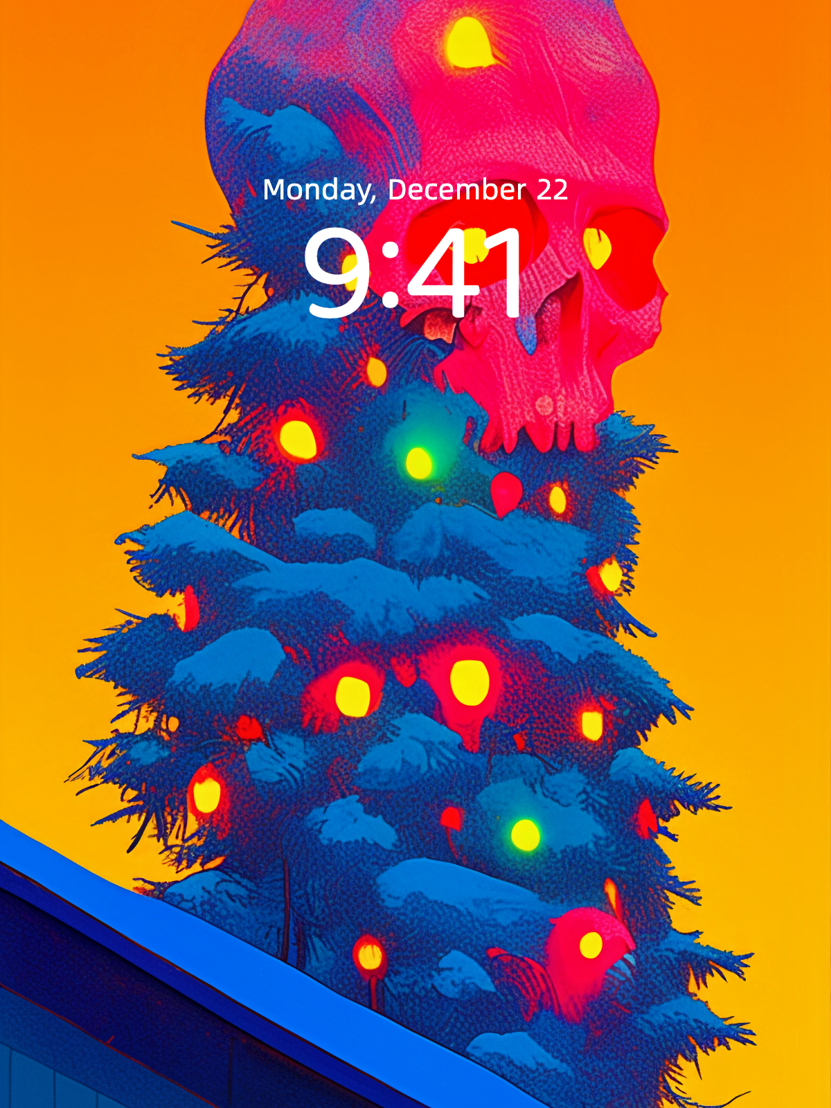 Neon Skull Christmas Tree – Dark Art Wallpaper – wallpaper detail view by Soulkeeper2099