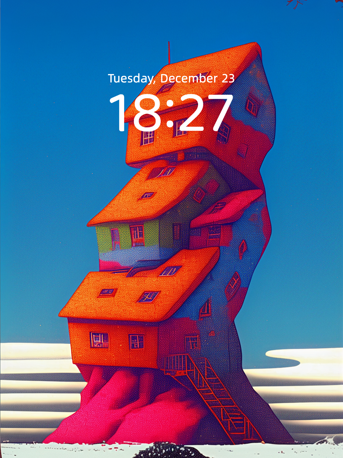 Crooked House & the Watcher – Dark Art Wallpaper – wallpaper detail view by Soulkeeper2099