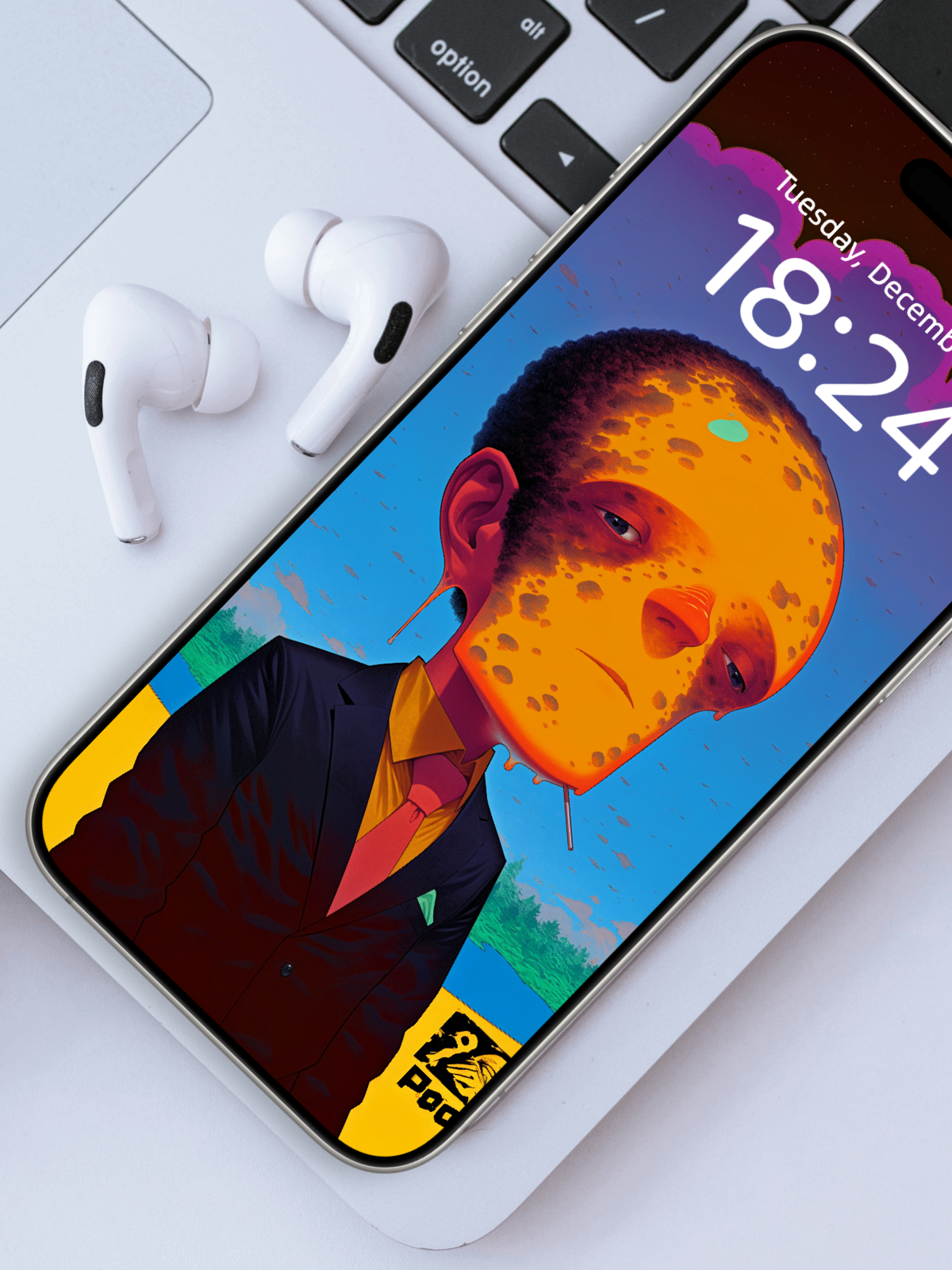 Melted Dusk Face – Dark Art Wallpaper – wallpaper frame mockup by Soulkeeper2099